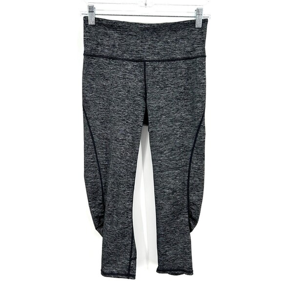 ATHLETA Gray Space Dye Ruched Leg Cropped Workout Leggings Size Small - Picture 1 of 6